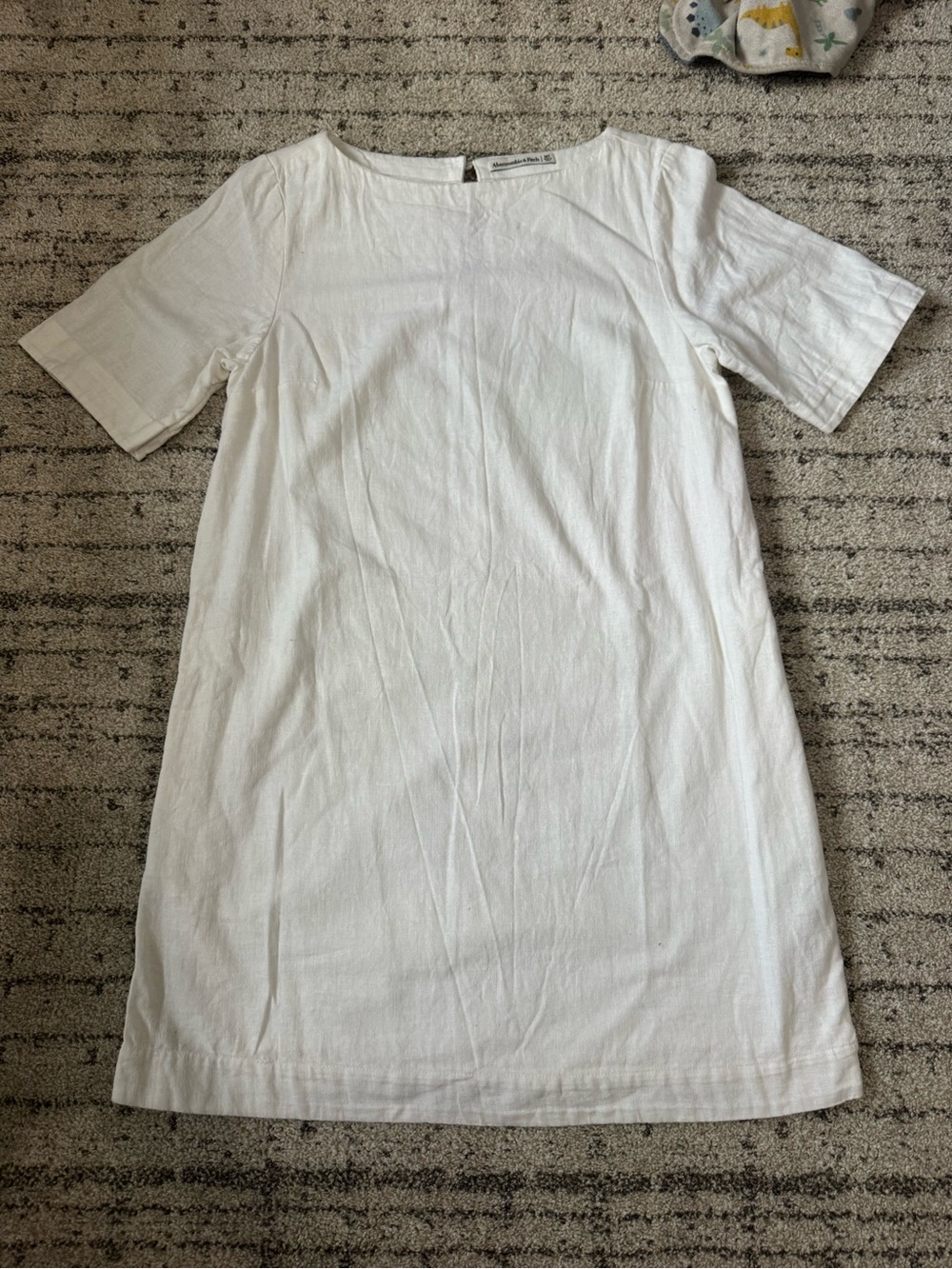 Abercrombie & Fitch White Short Sleeve Linen-Blend Shift Dress